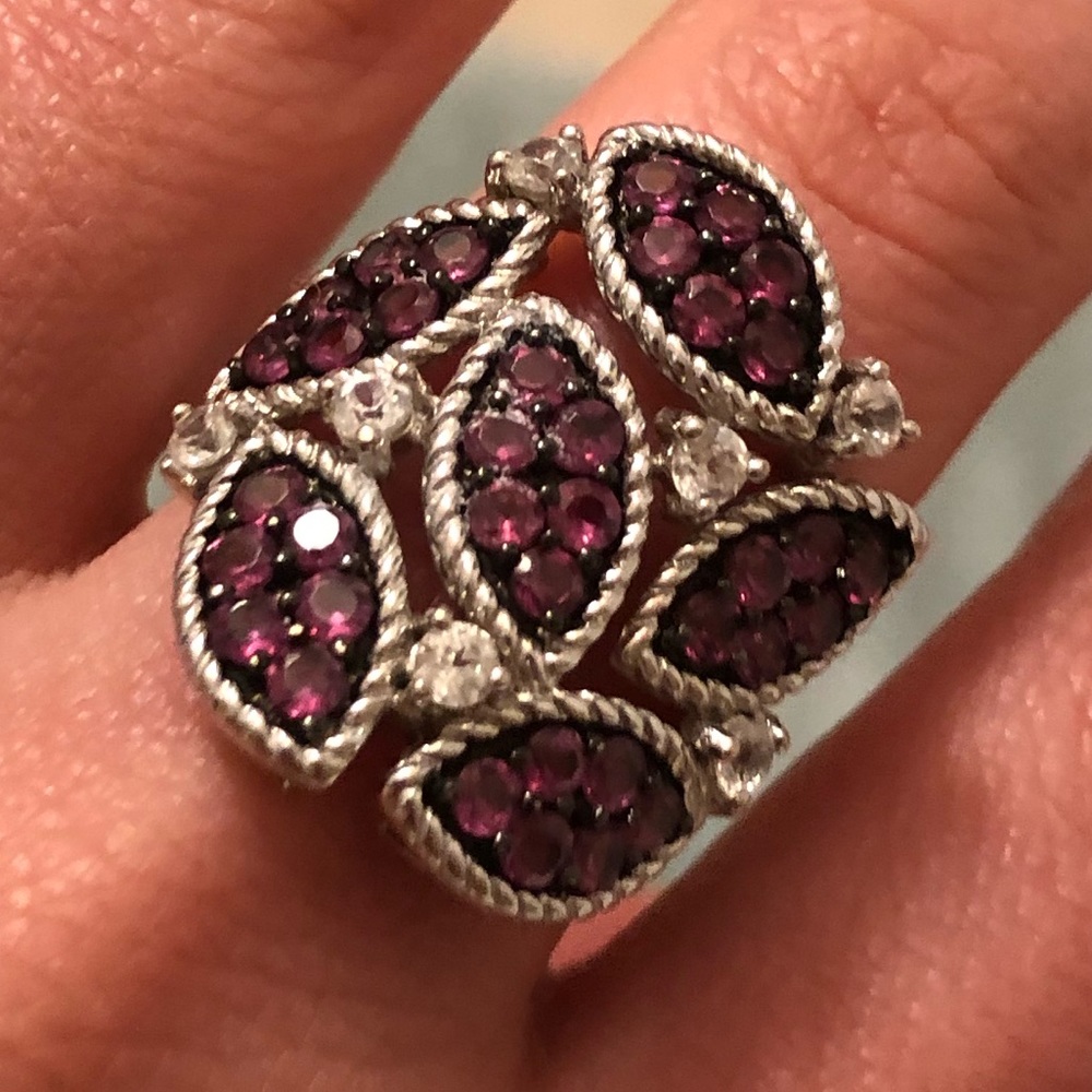 Sterling Silver Dk Statement Ring 925 Floral 8 - image 7